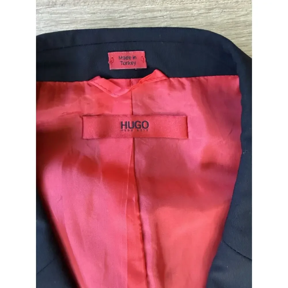 Hugo Boss 3 Button 2 Peice Wool Suit 46R Pants 38x34 Black